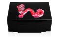 Dragon jewellery box in limited edition (88 pieces), black lacquered with red crystal, large size red - Lalique